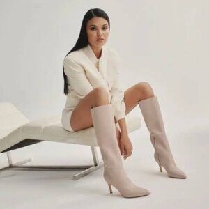 Marc Fisher Cream Heeled Boots